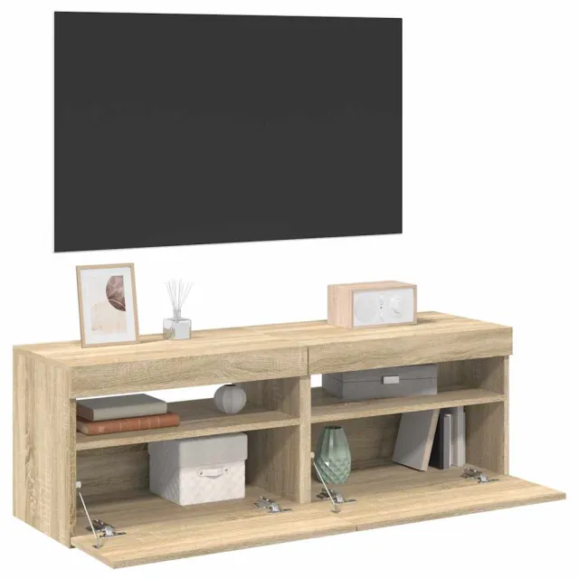 vidaXL Tv-meubelen 2 st LED-verlichting 60x35x40 cm sonoma eikenkleur, foto 2