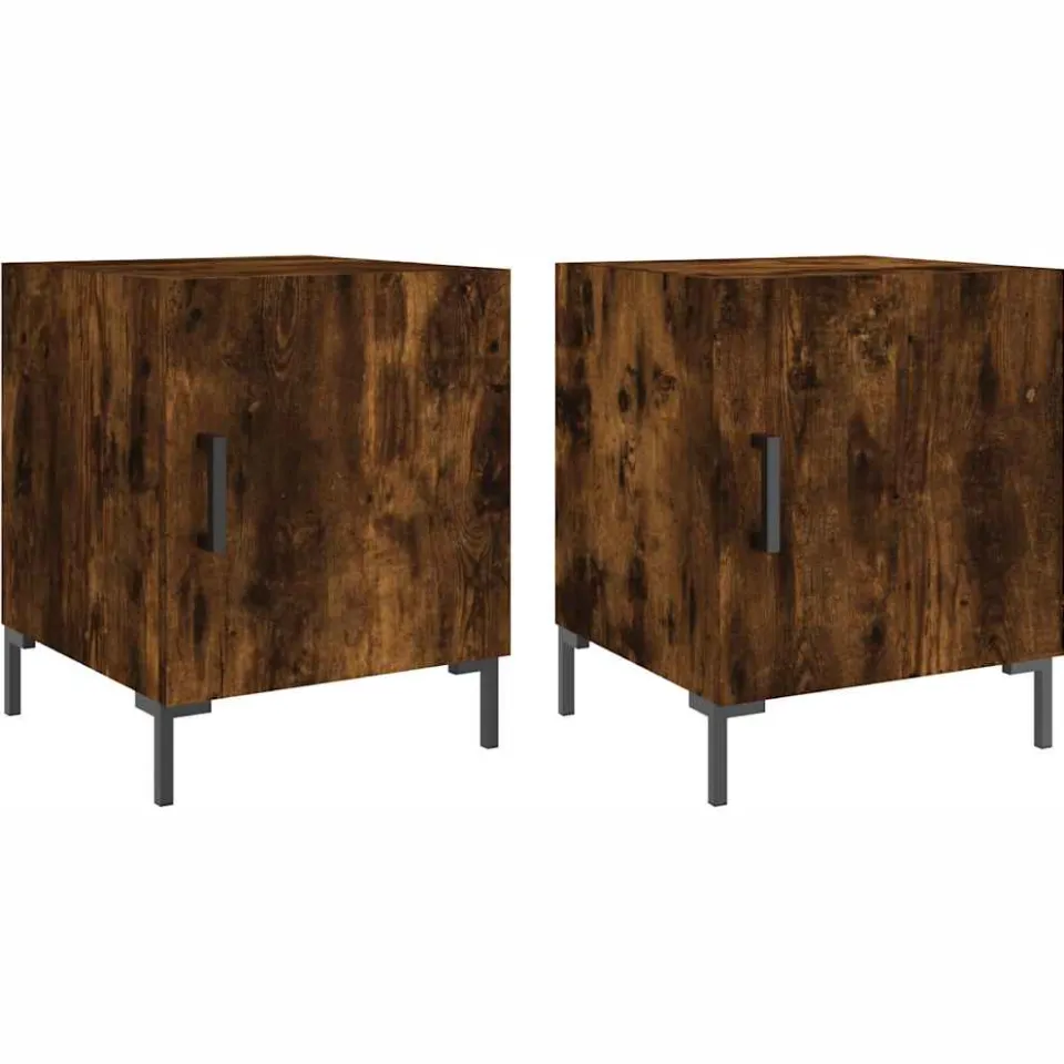 vidaXL Nachtkastjes 2 st 40x40x50 cm bewerkt hout gerookt eikenkleurig, foto 3