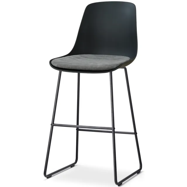 Nolon Nino-Liv barkruk zwart met zeegrijs zitkussen - zwart onderstel - 75 cm