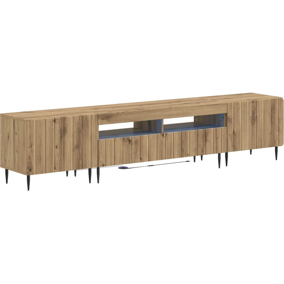 vidaXL 3-delige LED TV-kast ZWOLLE Artisanaal eiken Bewerkt hout Grijs