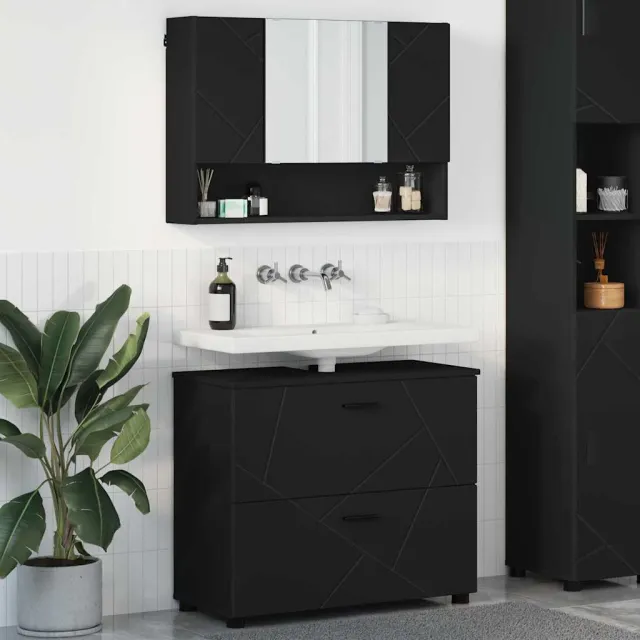 vidaXL Badkamermeubelset 2 st Zwart 76,5 x 35 x 64 cm, foto 2