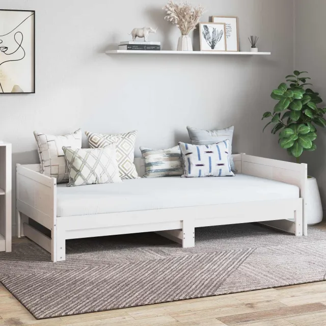 vidaXL Uittrekbare Dagbed Wit 180 x 200 cm Massief grenenhout