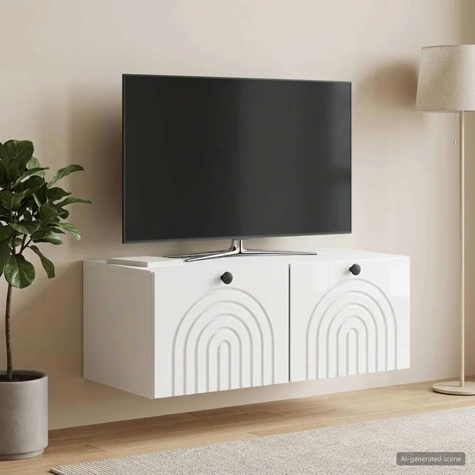 vidaXL Wandbeugel TV-kast Hoogglans Wit 78,5 x 41 x 30 cm Bewerkt hout, foto 4