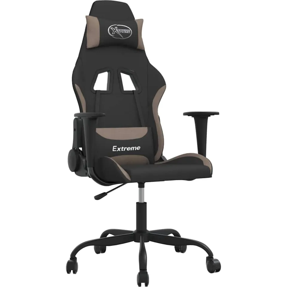 vidaXL Massage gamestoel stof zwart en taupe, foto 3