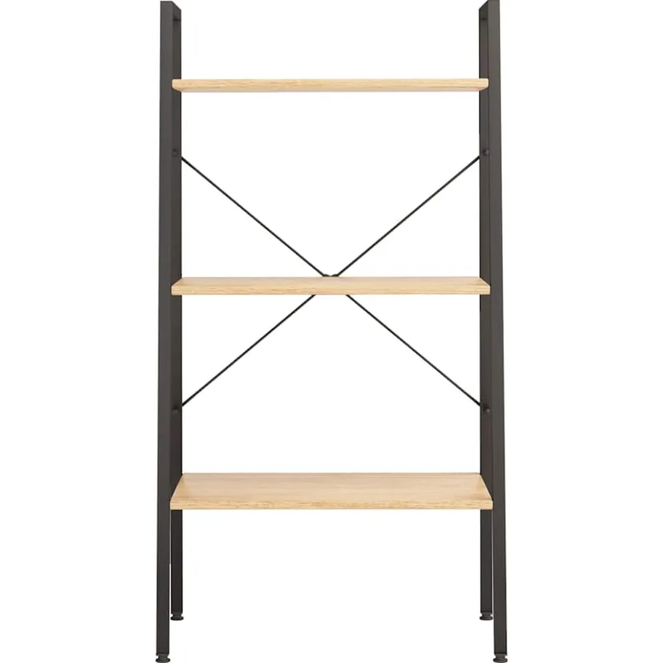 vidaXL Opbergmeubel met 3 lagen 56x35x108 cm lichtbruin en zwart