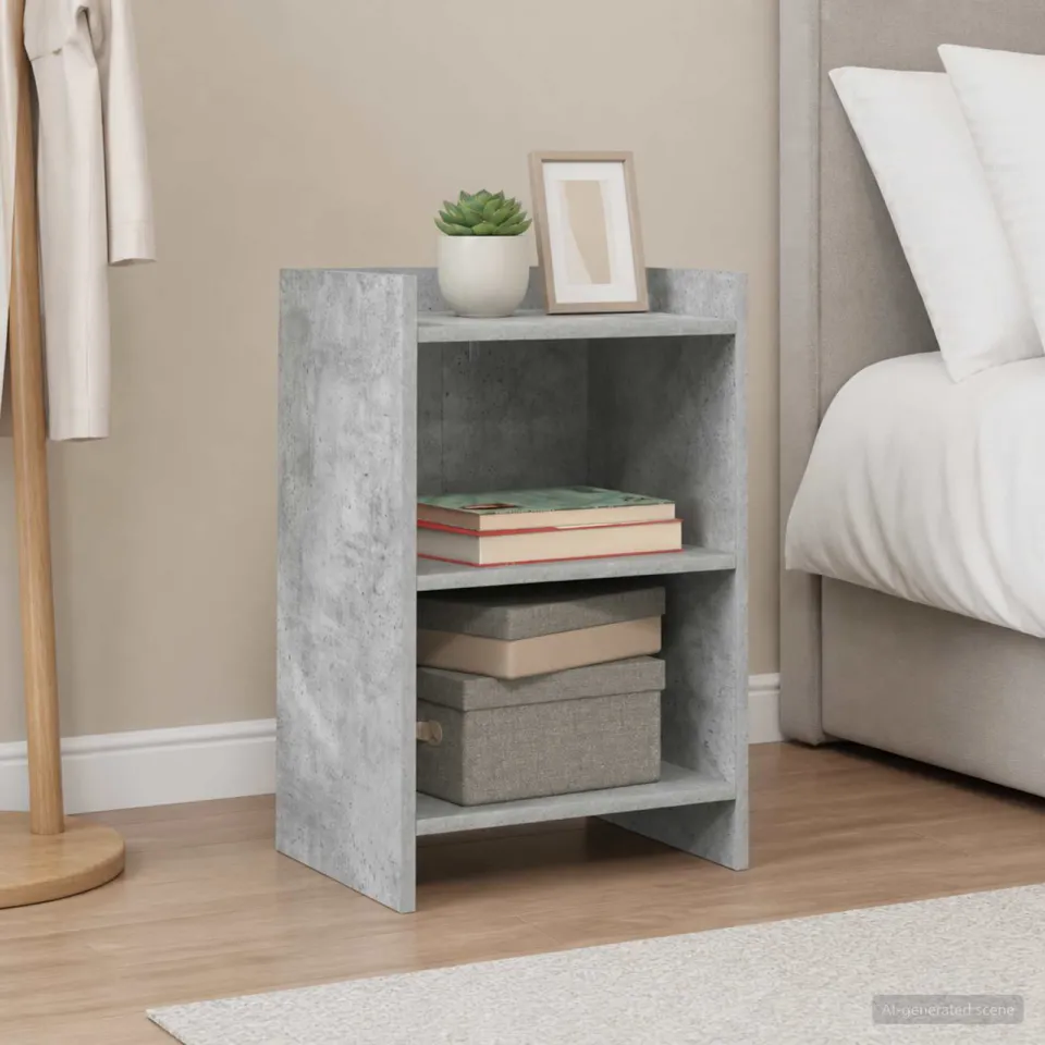 vidaXL Nachtkastjes 2 st Betongrijs 40 x 30 x 60 cm Bewerkt hout grijs, foto 4