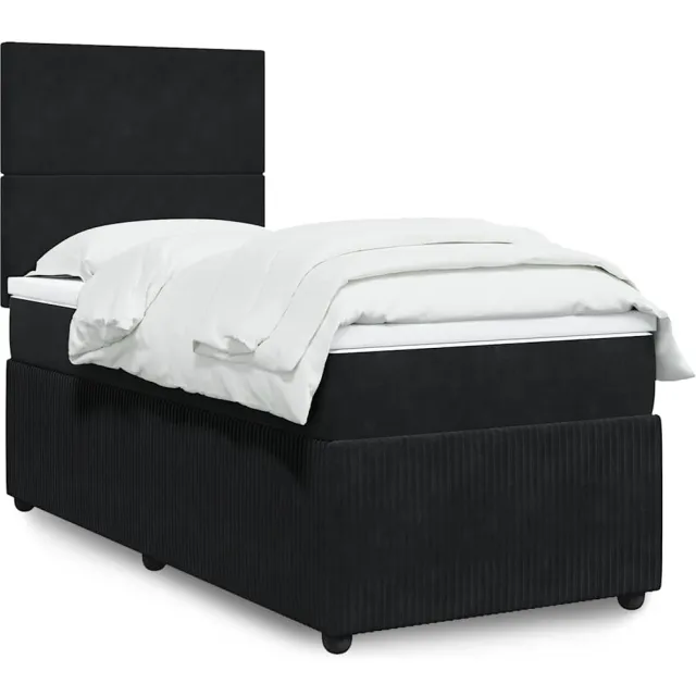 vidaXL Boxspring met matras fluweel zwart 80x200 cm