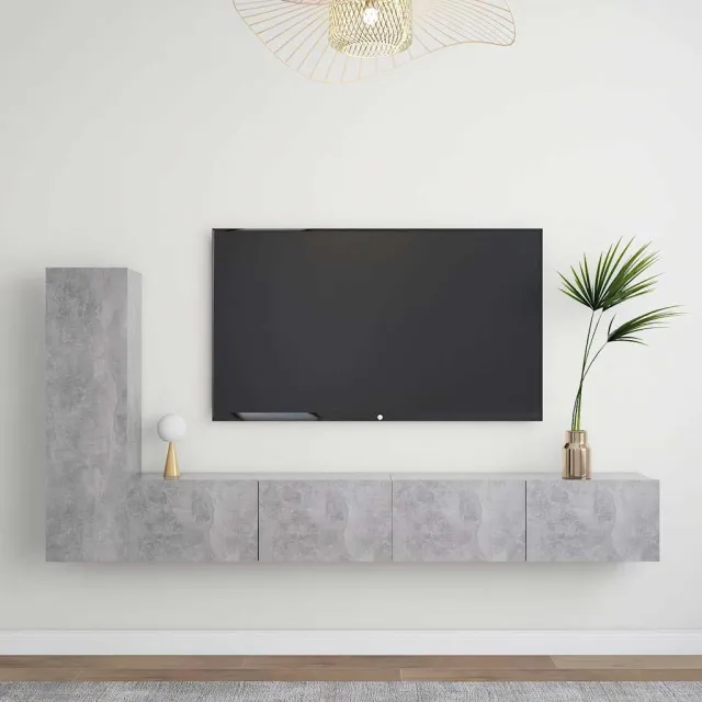 vidaXL 3-delige Tv-meubelset bewerkt hout betongrijs grijs, foto 2