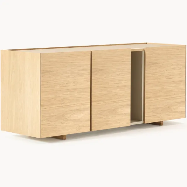 Westwing Collection Houten dressoir Larsen, B 160 cm Beige