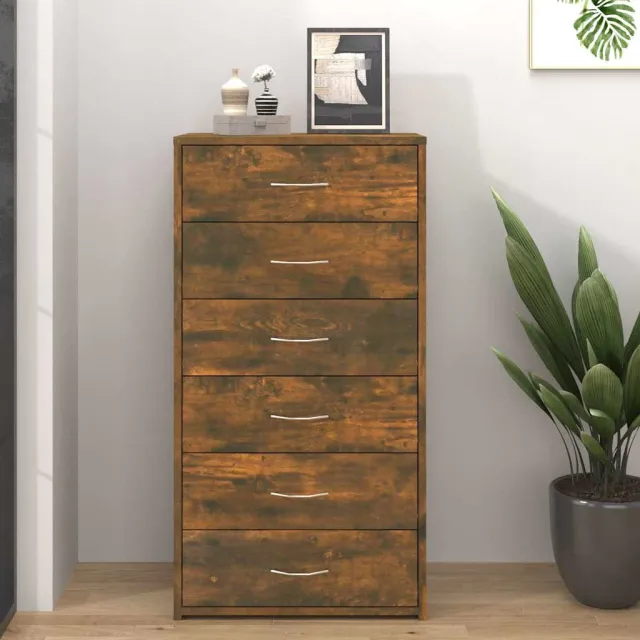 vidaXL Dressoir met 6 lades 50x34x96 cm bewerkt hout gerookt eiken, foto 2