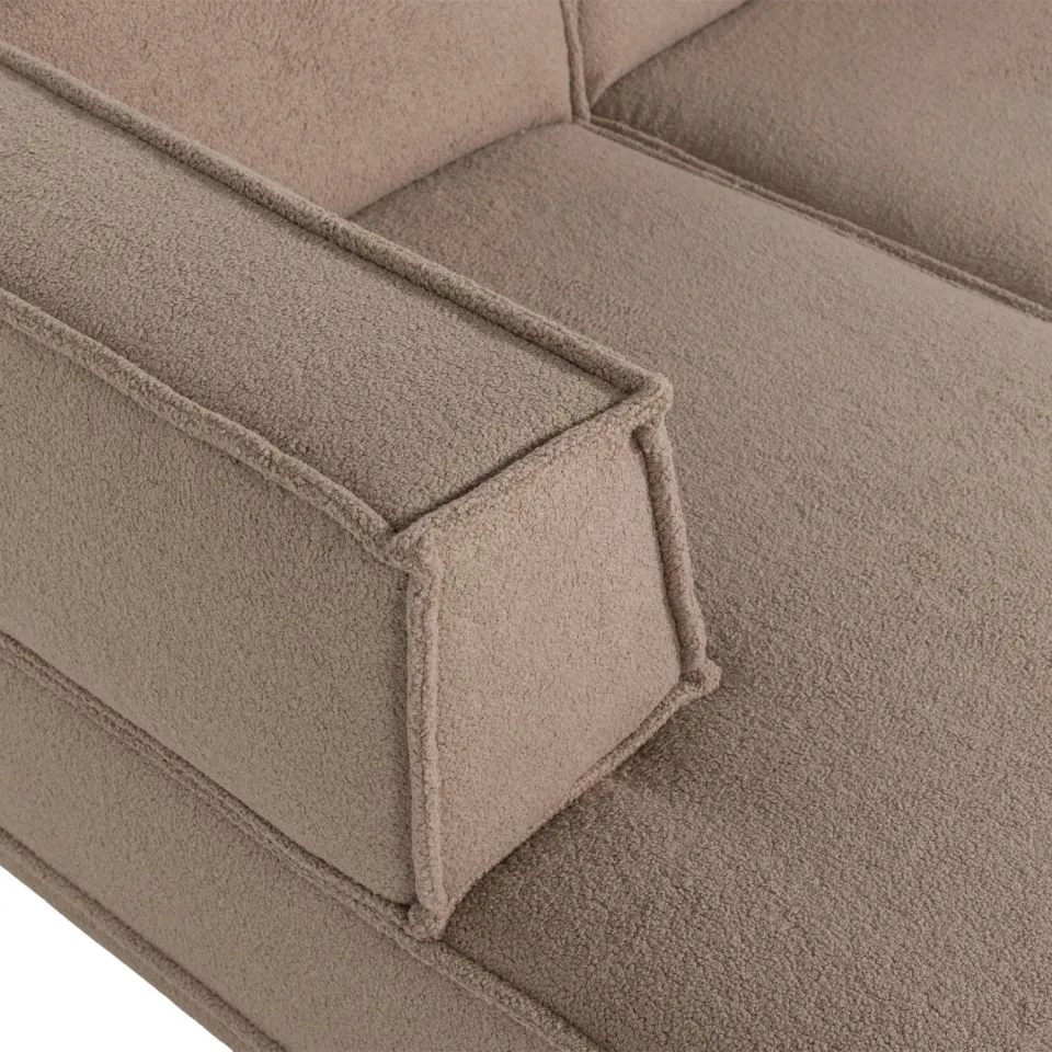 WOOOD Manu Chaise Longue Bank Links - Velvet - Bruin - 73x286x160, foto 7