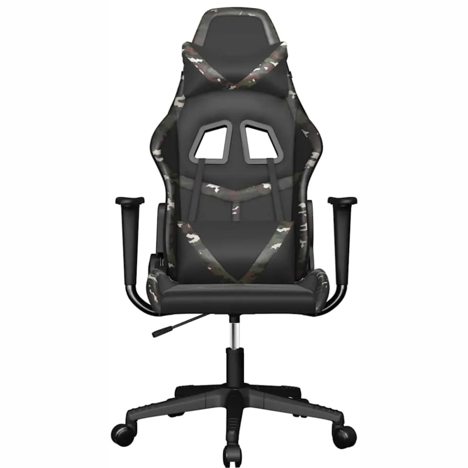 vidaXL Massage gamestoel kunstleer zwart en camouflage Meerkleurig