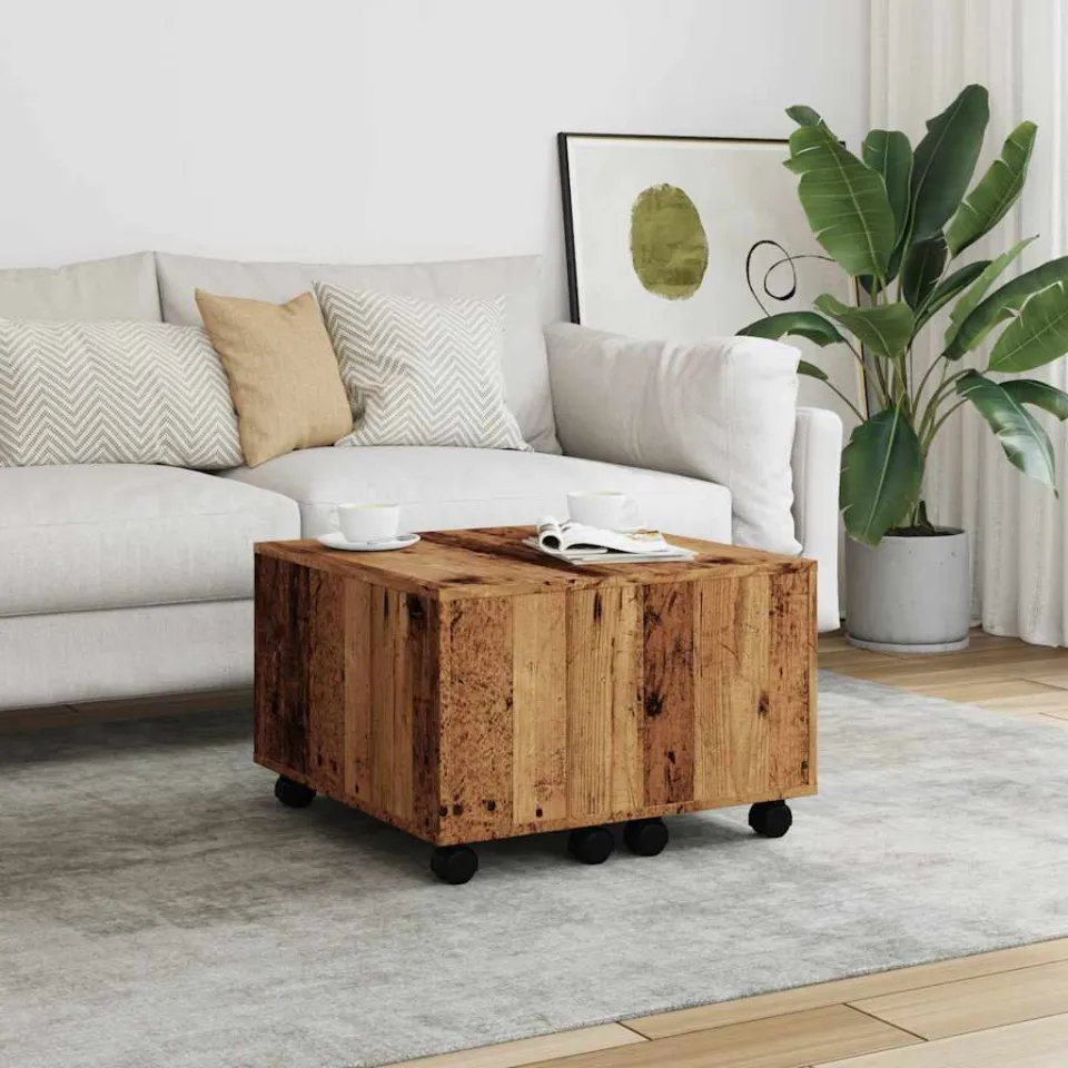vidaXL Salontafel 60x60x38 cm bewerkt hout oud houtkleurig bruin, foto 2