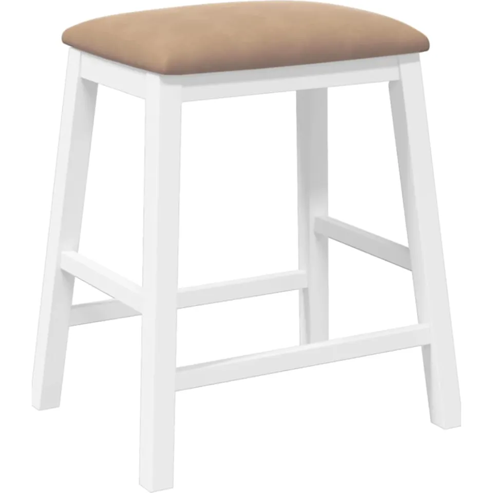 vidaXL Barstoelen met kussens 2 st massief hout rubber wit, foto 4