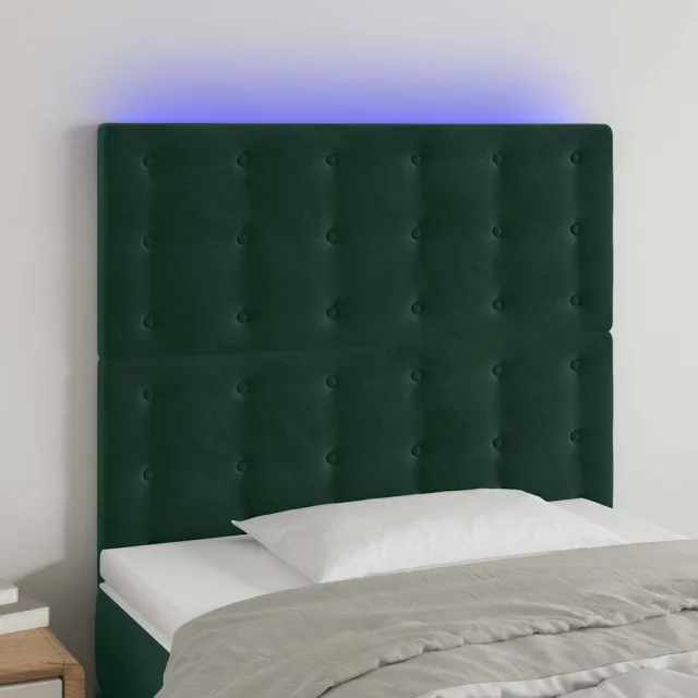 vidaXL Hoofdbord LED 90x5x118/128 cm fluweel donkergroen groen