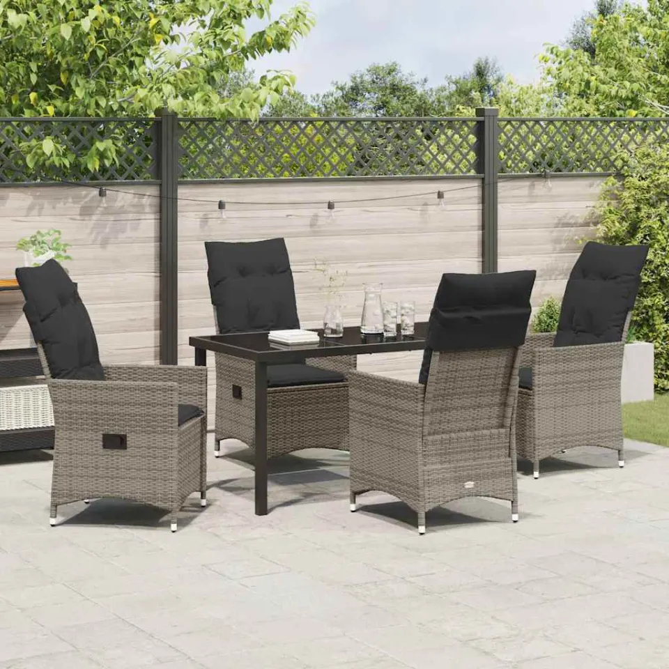 vidaXL Tuin eettafelset 5 st Grijs poly rattan, foto 3