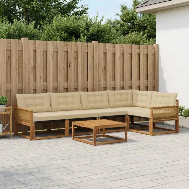 vidaXL Buiten bankenset 6 st 5-zits Natuurlijk en Beige