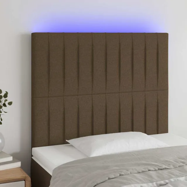 vidaXL Hoofdbord LED 90x5x118/128 cm stof donkerbruin bruin