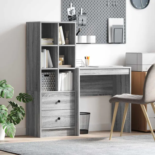 vidaXL Bureau Grijs Sonoma 115,5 x 40 x 127 cm 2 st, foto 2