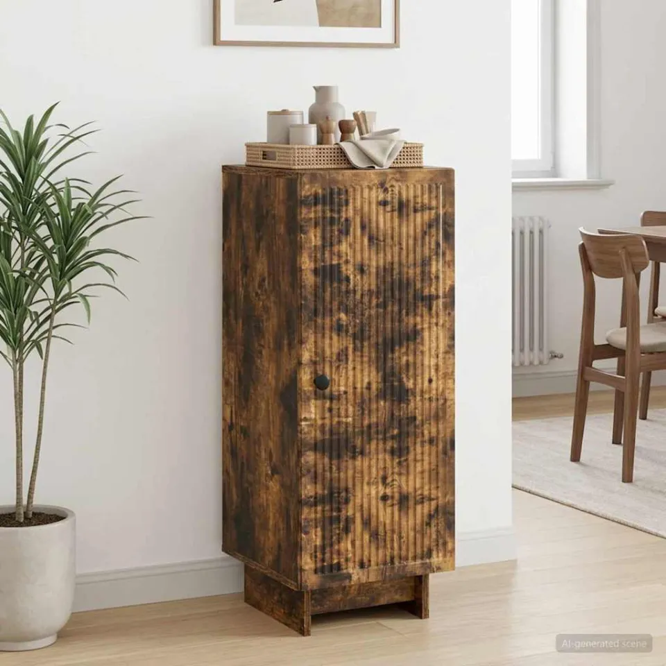vidaXL Dressoir Gerookt eiken 33 x 34,5 x 90 cm Bewerkt hout, foto 3