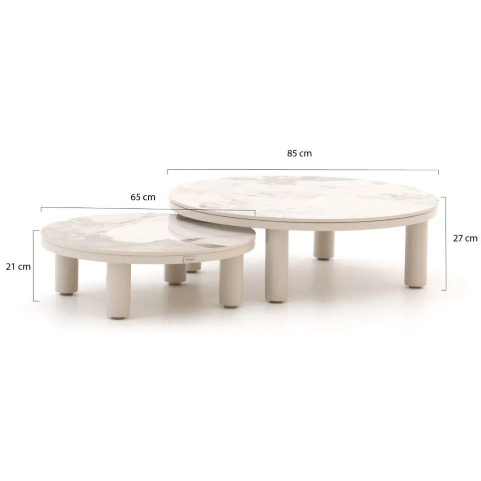 Bellagio tuinmeubelen Bellagio Sarsina lounge tuintafelset ø85cm(h:27cm)/ø65cm (h:21cm) taupe, foto 2