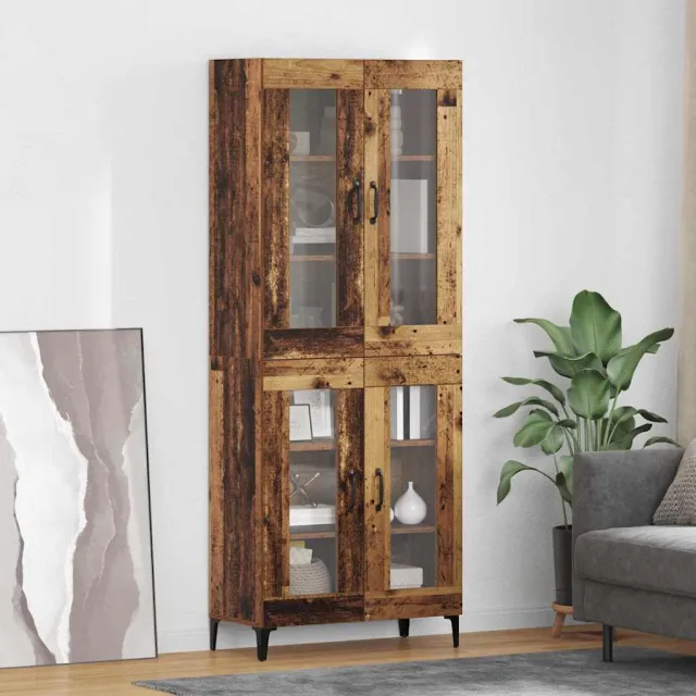 vidaXL Highboard Oud Hout 69,5 x 34 x 180 cm Bewerkt hout bruin, foto 2