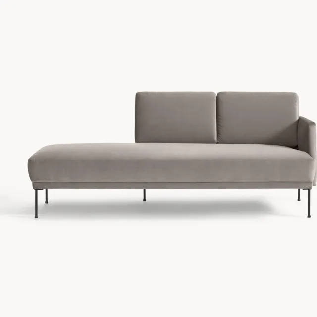 Westwing Collection Fluwelen chaise longue Fluente taupe