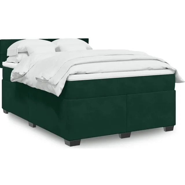vidaXL Boxspring met matras fluweel donkergroen 140x190 cm groen