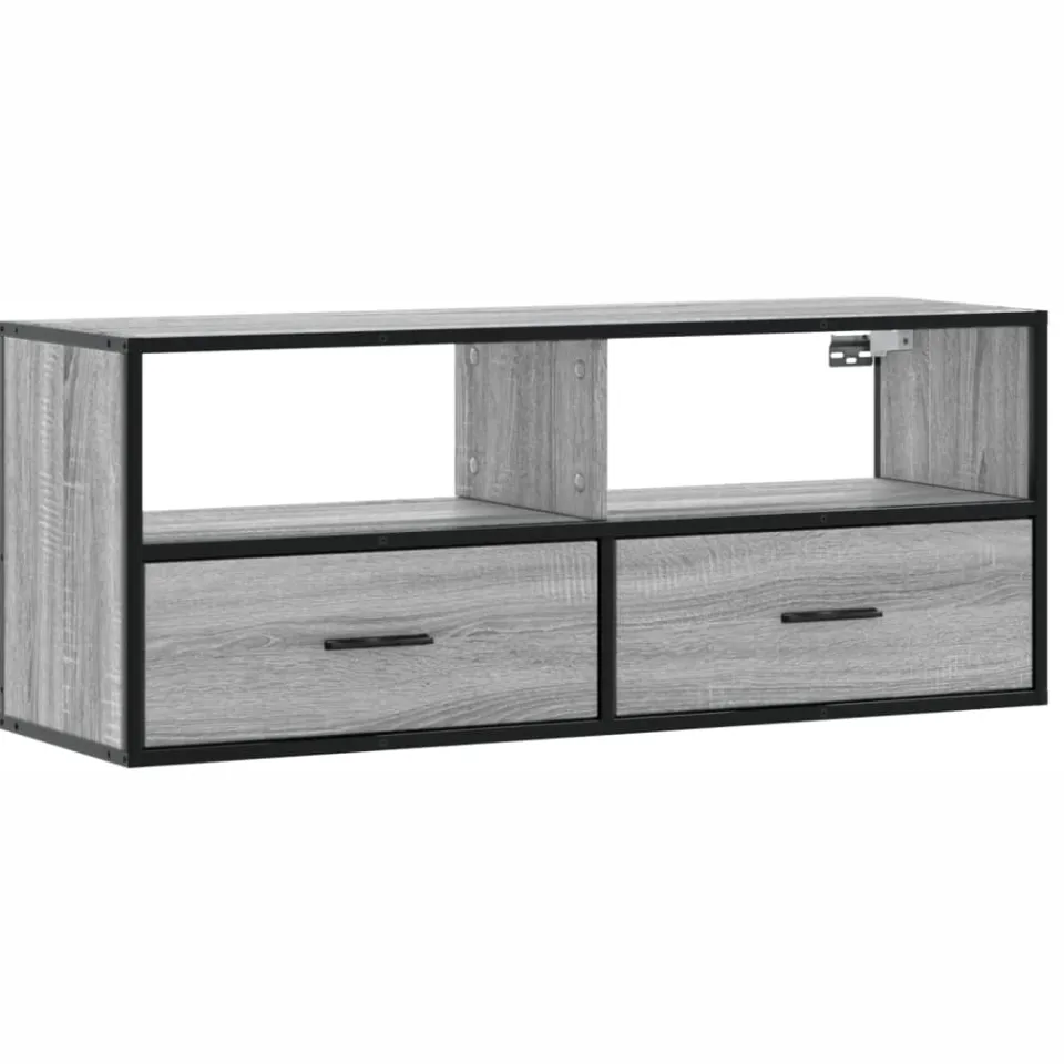 vidaXL Tv-meubel 100x31x39,5 cm bewerkt hout metaal grijs sonoma eiken, foto 3