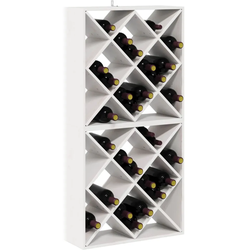 vidaXL Wijnrek 2 st Wit 62 x 25 x 62 cm Massief grenenhout, foto 3