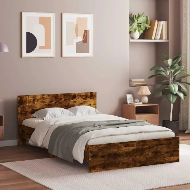 vidaXL Bedframe met hoofdeinde gerookt eikenkleurig 120x200 cm Bruin