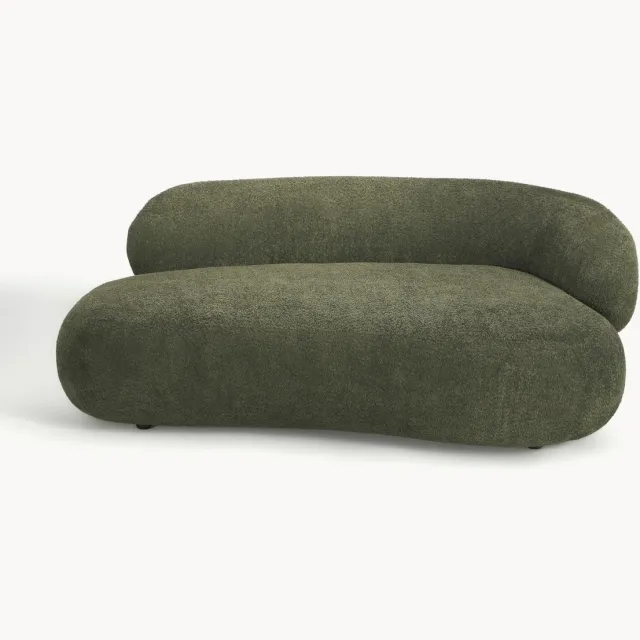Westwing Collection Teddy bouclé bank Alba (2-zits) Groen