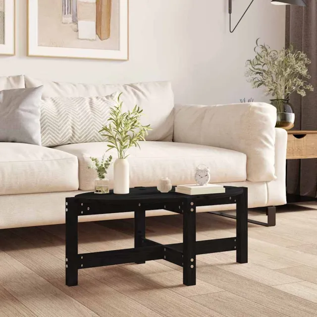 vidaXL Salontafel 87x48x35 cm massief grenenhout zwart, foto 2