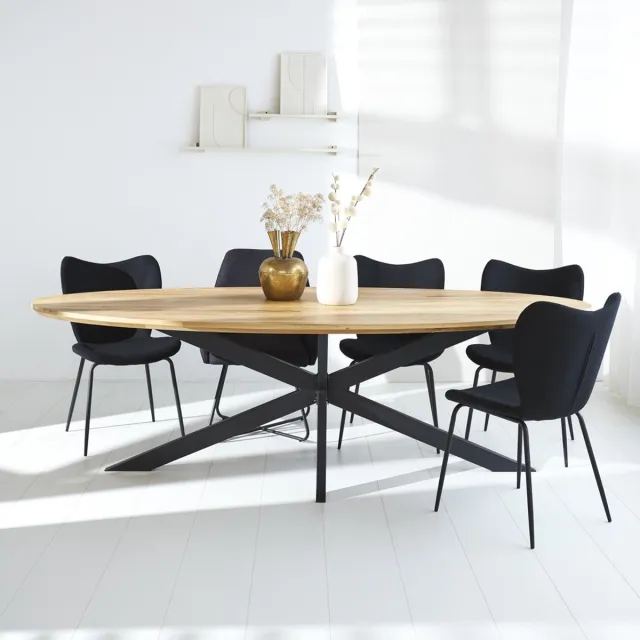 Dimehouse Eettafel Odin eikenhout ovaal matrix frame groot 260 x 110 cm - Eikenhout - Scandinavisch & Basic - Ovaal