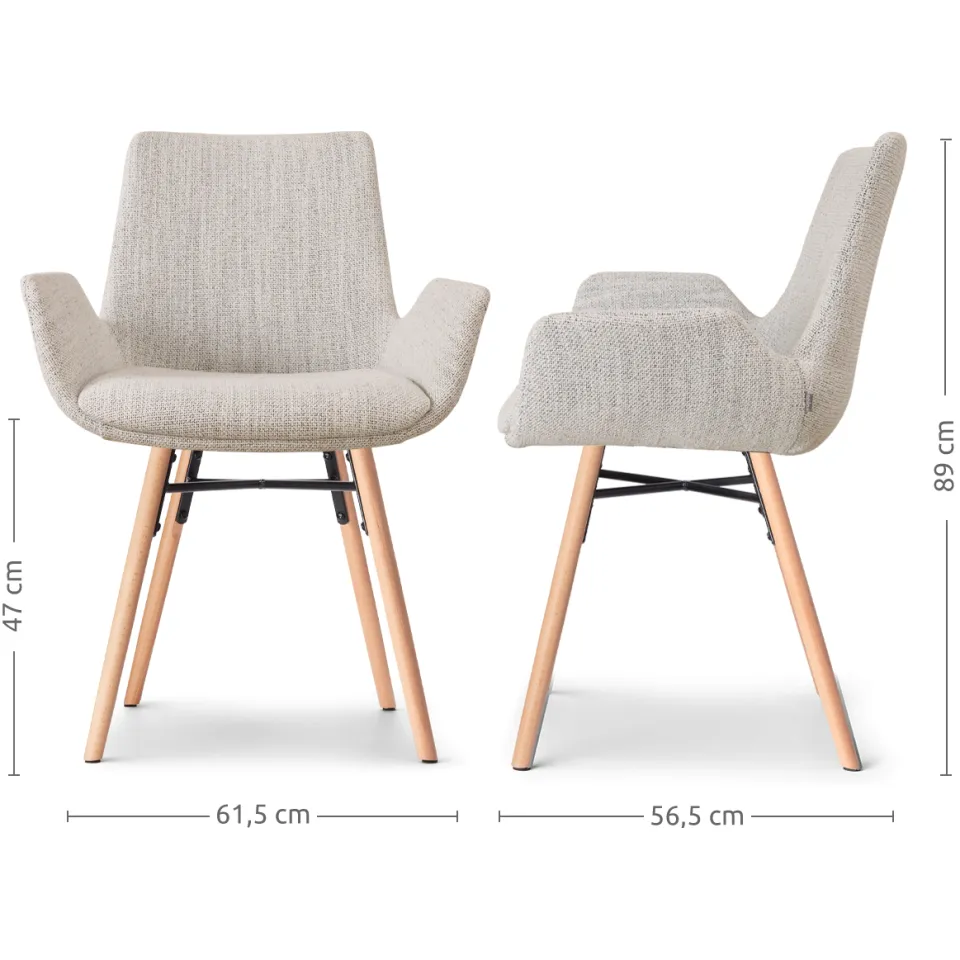 Nolon Nena-Eef eetkamerstoel beige gemêleerd - houten onderstel, foto 3