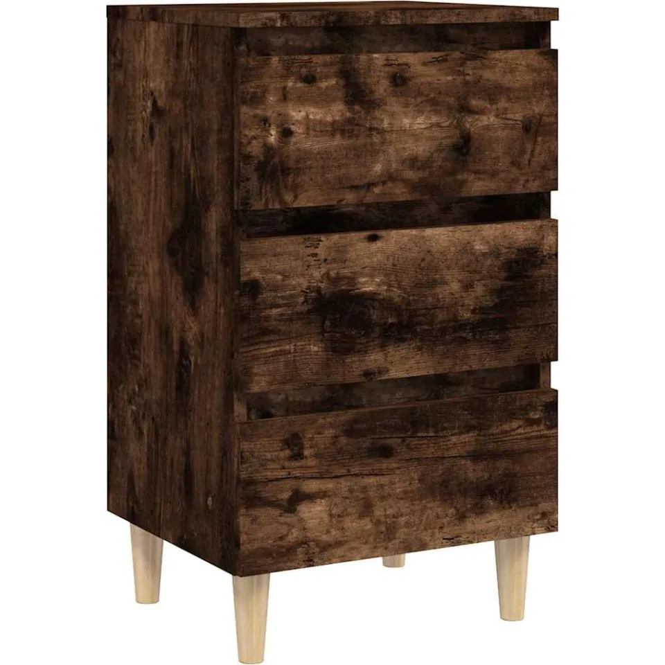 vidaXL Nachtkastje met houten poten 40x35x69 cm gerookt eikenkleurig, foto 3