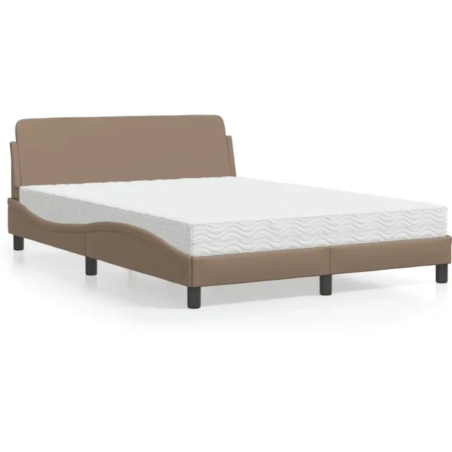 vidaXL Bed met matras "Dover" kunstleer cappuccinokleurig 140x200 cm Bruin
