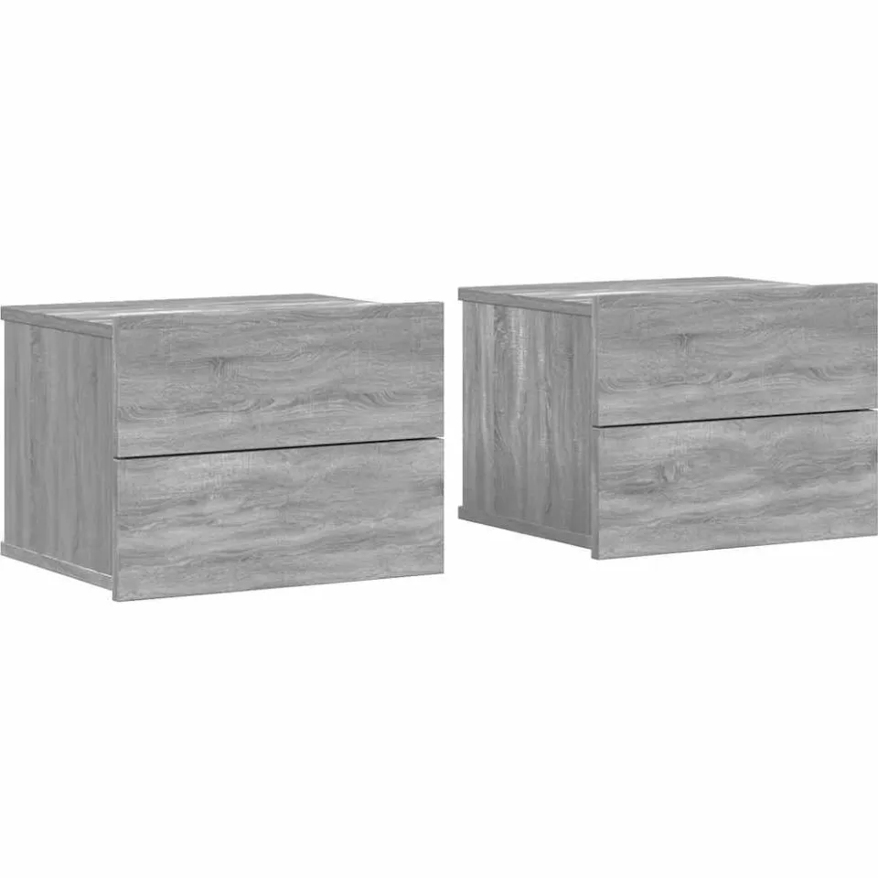 vidaXL Nachtkastjes 2 st 40x30x30 cm bewerkt hout grijs sonoma eiken, foto 3