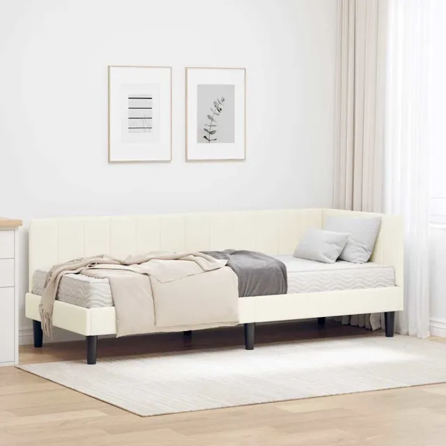 vidaXL Hoekbedframe met Matras 2 st Crème 80 x 200 cm Fluweel