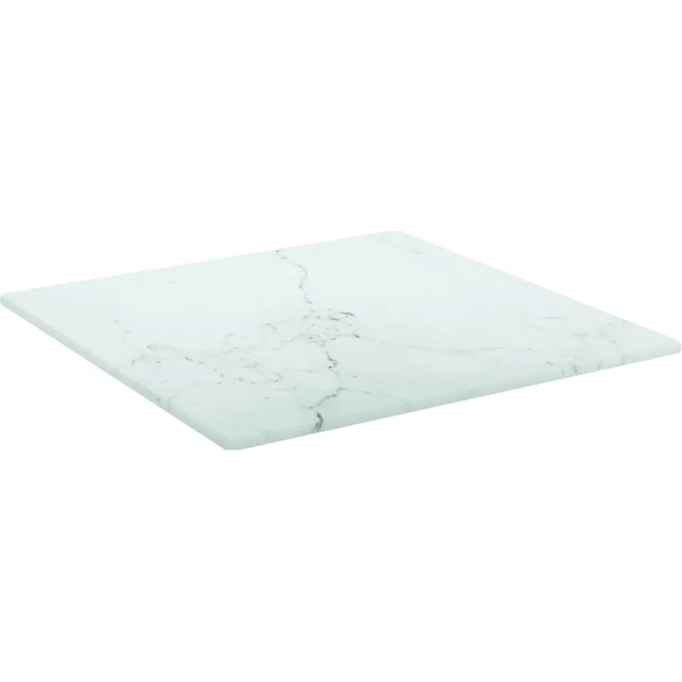 vidaXL Tafelblad 30x30 cm 6 mm gehard glas met marmeren design wit, foto 2