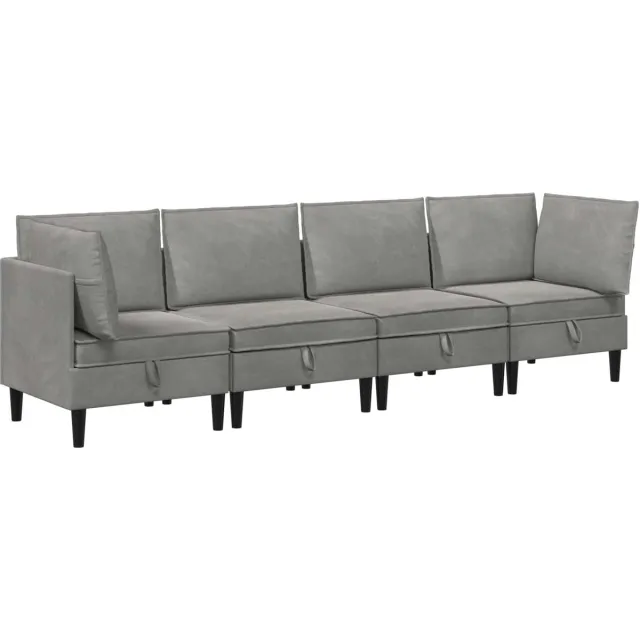vidaXL Woonkamer - Meubelset - 4 - st - 280 - x - 70 - x - 82 - cm - Lichtgrijs - Fluweel