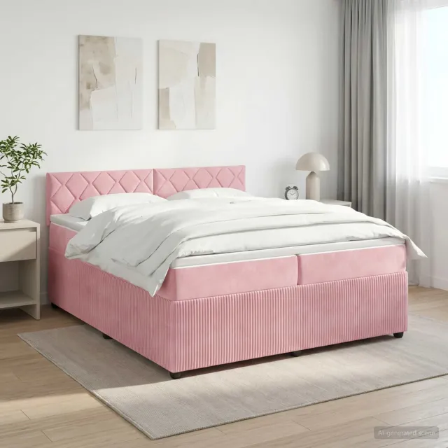 vidaXL Boxspringbed met matras Roze 200 x 200 cm Fluweel
