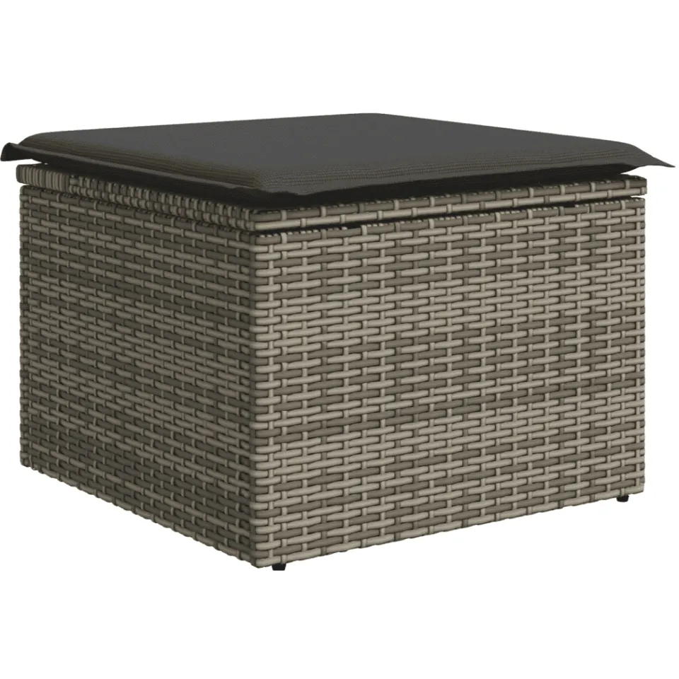 vidaXL 11-delige Loungeset met kussens poly rattan grijs