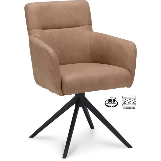 Icon Living Armstoel Mare - Stof Cowboy Mocca - Leg Black Bruin