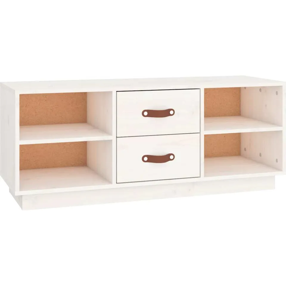 vidaXL Tv-meubel 100x34x40 cm massief grenenhout wit