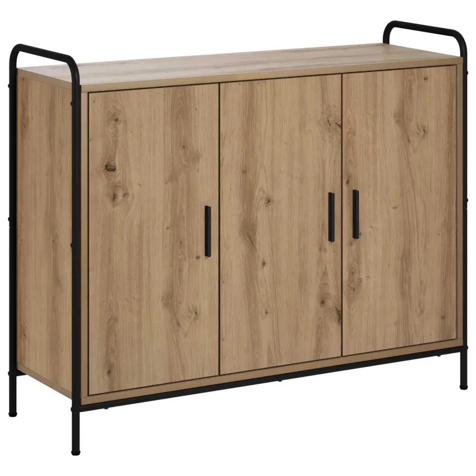 vidaXL Dressoir Artisanaal eiken 97 x 33 x 81 cm Bewerkt hout, foto 3