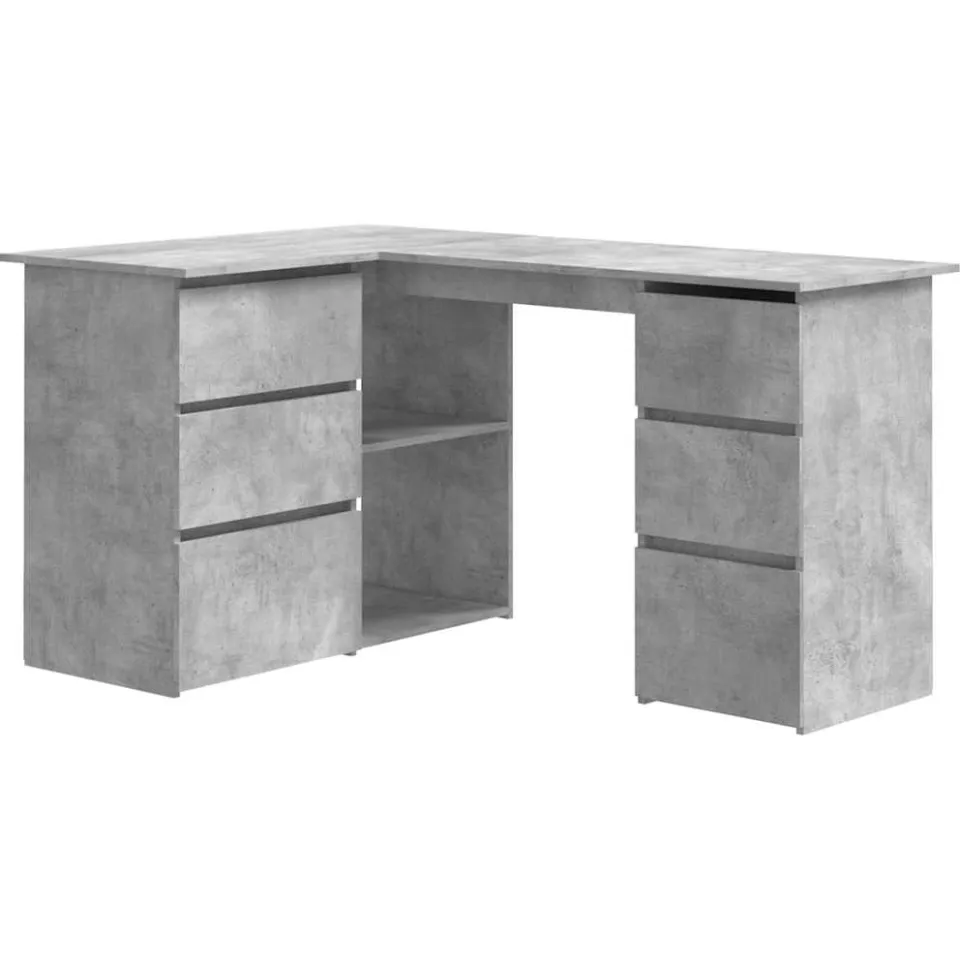 vidaXL Hoekbureau 145x100x76 cm bewerkt hout betongrijs grijs, foto 3