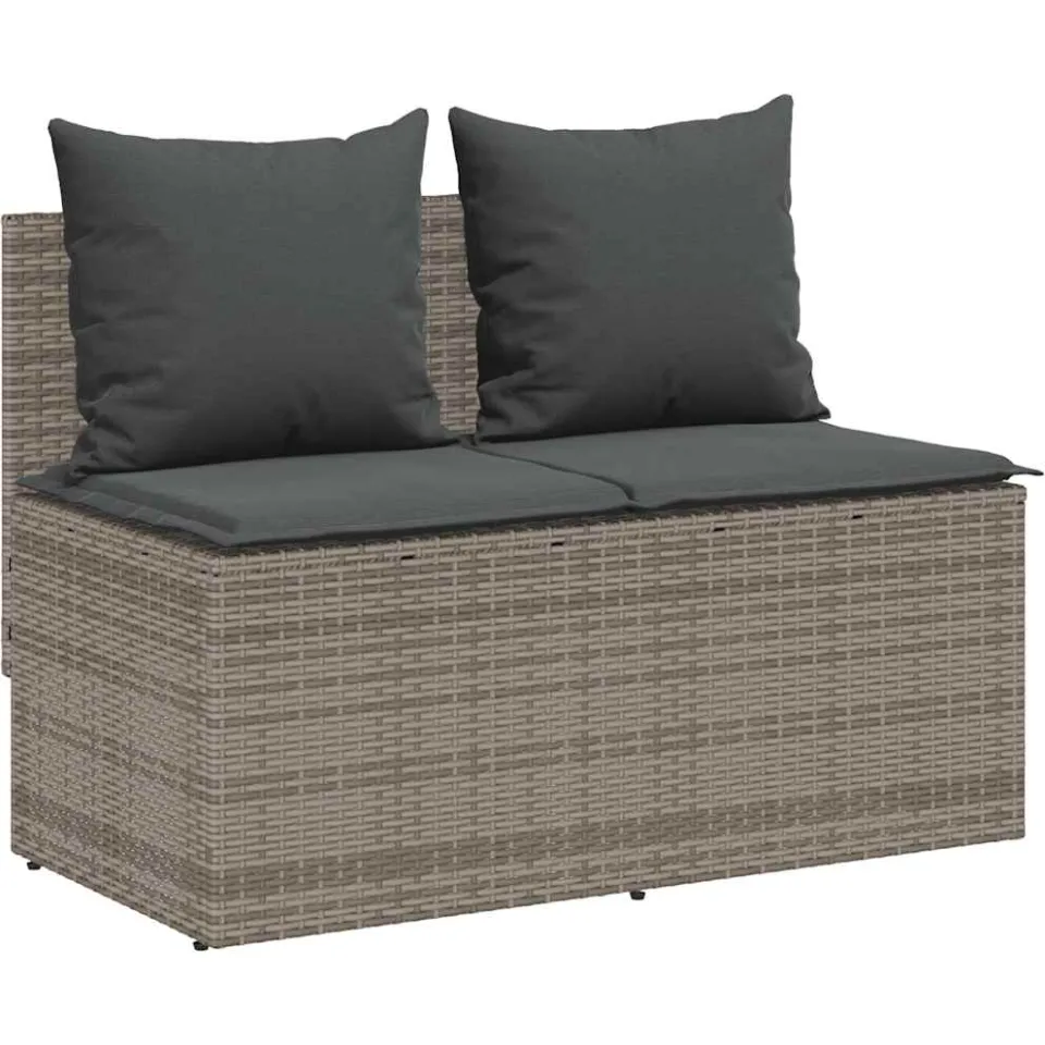 vidaXL 3-delige tuinset met kussens, grijs polyrotan, foto 4