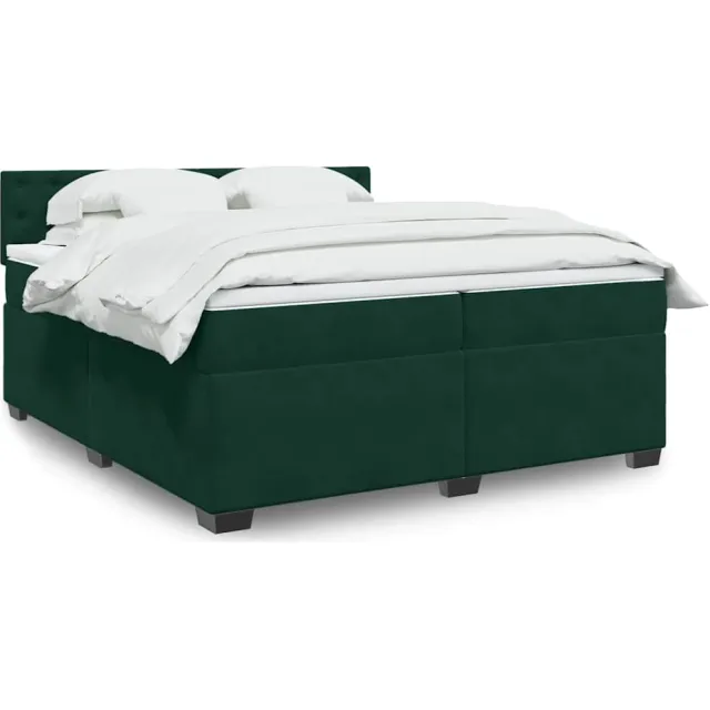 vidaXL Boxspring met matras fluweel donkergroen 200x200 cm groen