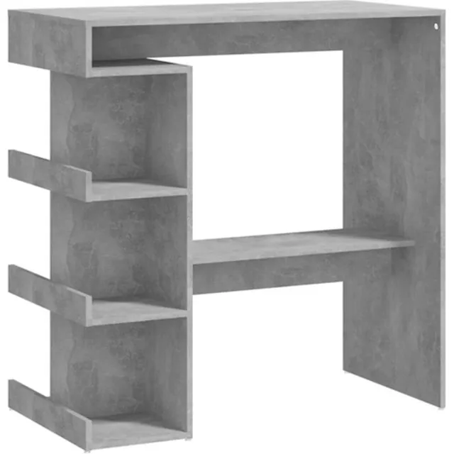 vidaXL Bartafel - met - opbergrek - 100x50x101,5 - cm - bewerkt - hout - betongrijs